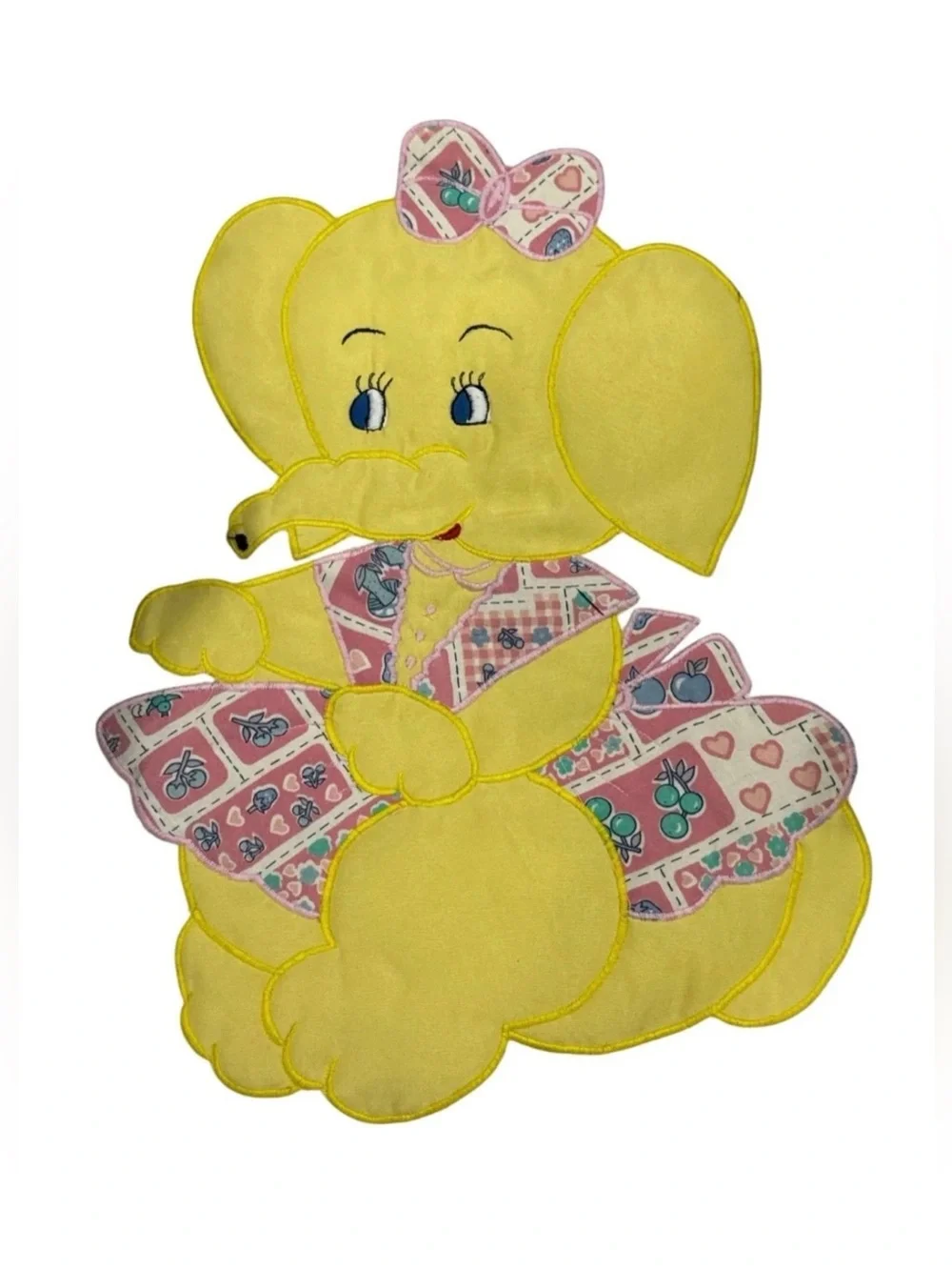 Baby Crib Blanket with Yellow Elephant Applique